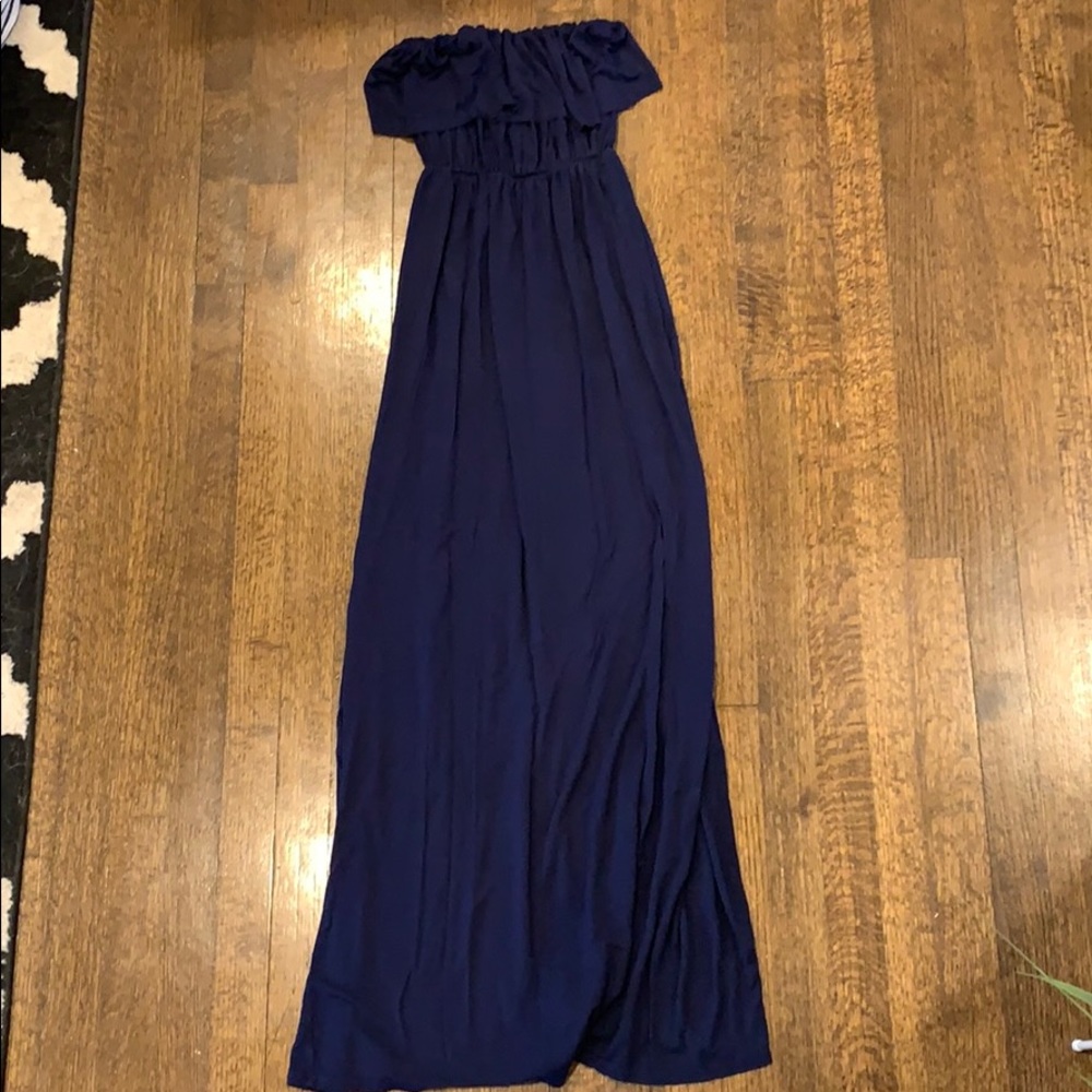 Navy Strapless Maxi dress